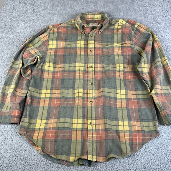 The Territory Ahead Corduroy Shirt Mens XL Red Green Button Down Pocket Cotton - Picture 3 of 10